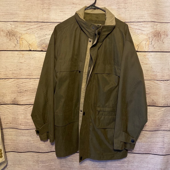 Rainforest RFT Mens Size Large Jacket Olive Green Full Zip Front and 9 Pockets - Picture 1 of 7